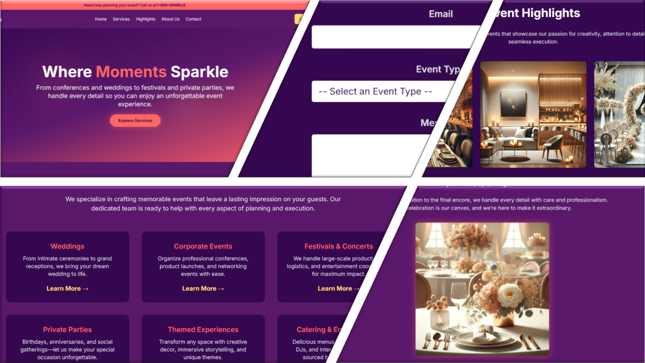 Event management platform interface - left half